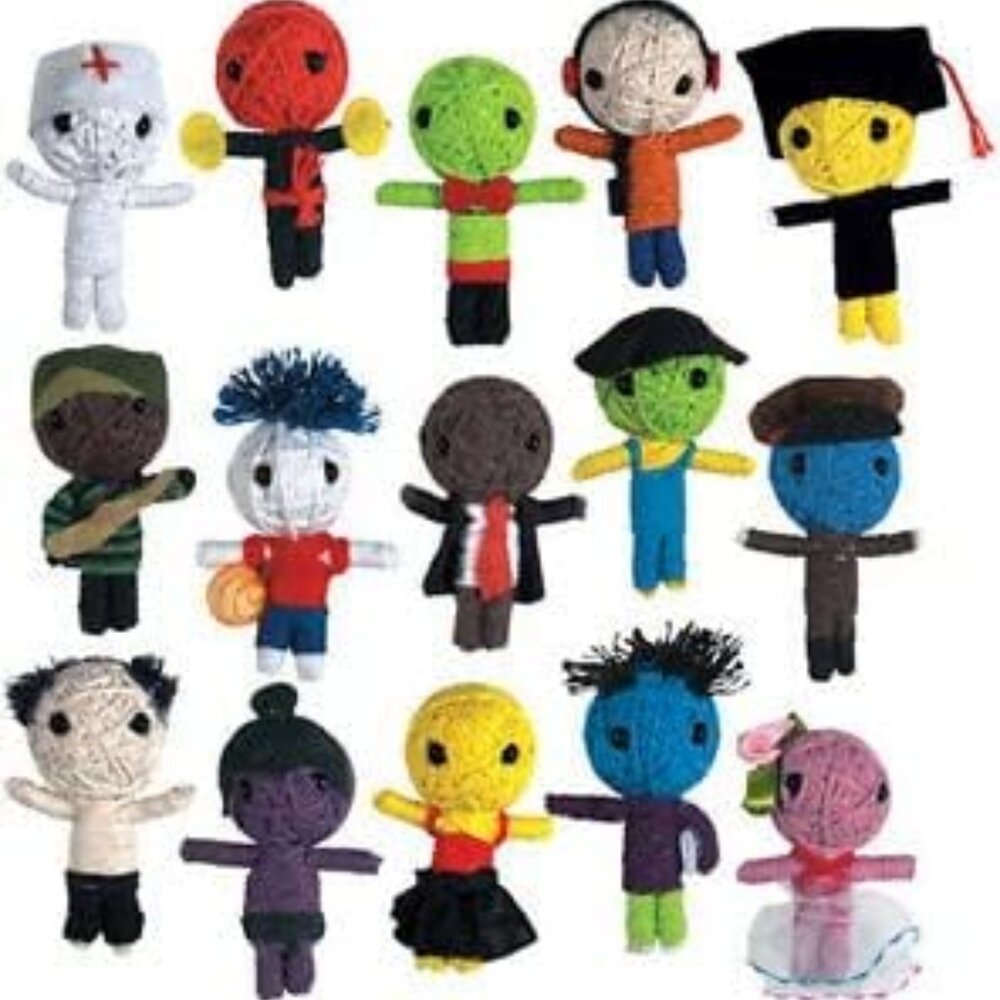 String Voodoo Dolls - Set of 15 Career Dolls Doctor Cop Basketball Player Farmer